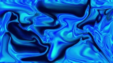 3D Soyut Animasyon Renkli Dalgalı Yumuşak Duvar. Mavi Sıvı Deseni kavramı. Mavi Dalgalı Yansıma Yüzey Macro. Moda Renkli Sıvı Soyutlamaları