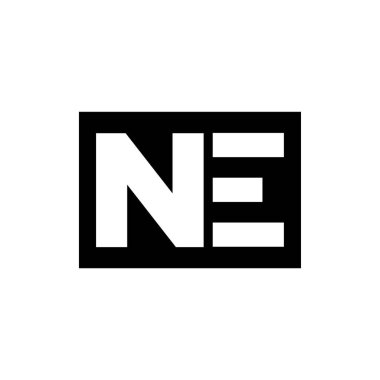 'NE' Şirketinin ilk harfleri baş harfler. NE harfleri logosu.