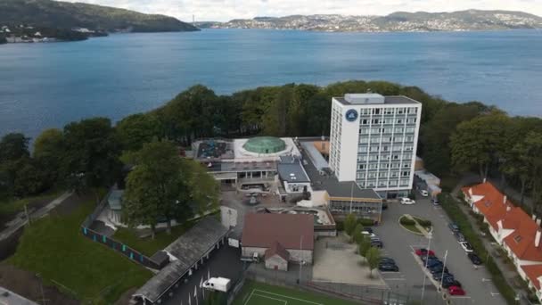 Pemandangan Udara Kota Bergen Norwegia Dalam — Stok Video