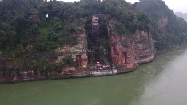 Veduta Aerea Del Buddha Gigante Leshan Città Leshan Provincia Del — Video Stock