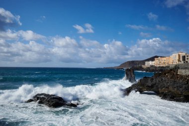 Las Canteras Beach, Las Palmas, Gran Canaria, İspanya 'da deniz manzarası