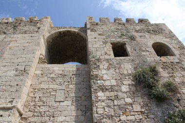 Messenia, Moreloponese, Yunanistan 'daki Methoni Kalesi' nin duvarları