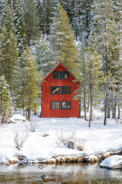 Wooden Chalet Typical Architecture Sierra Nevada California Winter — Stock Photo, Image