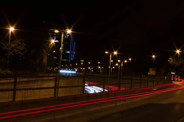 Mittlerer Ring Highway Munich Night Long Exposure — Stock Photo, Image