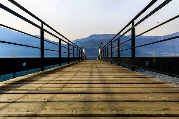 Molhe Madeira Típico Lago Como Lombardia Itália — Fotografia de Stock