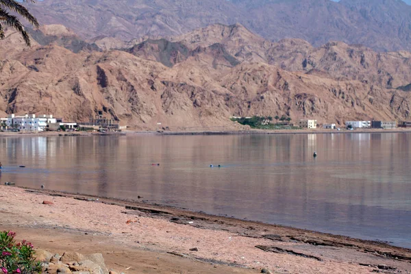 Uma Praia Resort Ensolarada Costa Mar Vermelho Dahab Sinai Egito — Fotografia de Stock