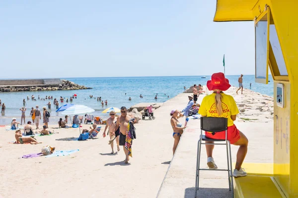 Sitges Spain June 2022 Lifeguard His Job Guarding Beach Sitges — Stock Photo, Image