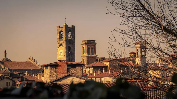 Buitenkant Van Prachtige Campanone Klokkentoren Bergamo Italië — Stockfoto