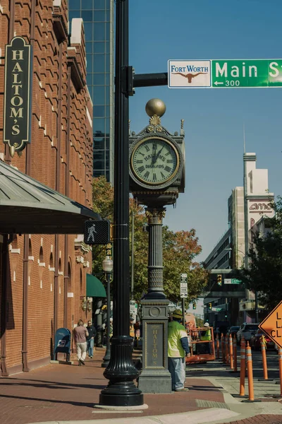 Haltom Clock Hlavní Ulici Forth Worth Texas — Stock fotografie