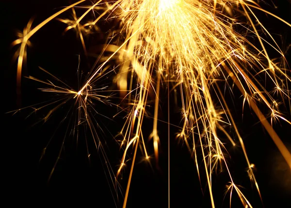 Closeup Shot Sparking Sparkler Isolated Black Background — Stock Photo, Image