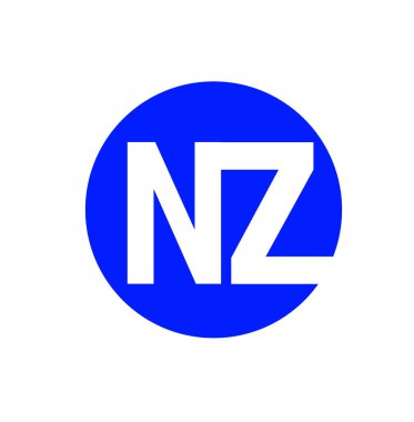 NZ Harfleri Comapny ilk monogram. Mavi yuvarlak NZ harfleri. 