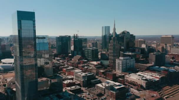 Schöne Drohnenaufnahmen Der Innenstadt Von Nashville Tennessee — Stockvideo