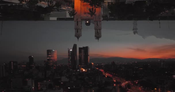 Imagine Compusă Digital Unui Oraș Biserică Deasupra Unui Peisaj Orașului — Videoclip de stoc