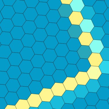 A bright blue yellow hexagonal design background for wallpapers