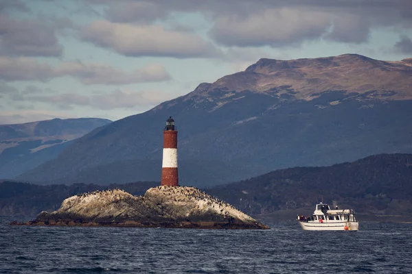 Ein Schöner Blick Auf Den Leuchtturm Les Eclaireurs Ushuaia Beagle — Stockfoto