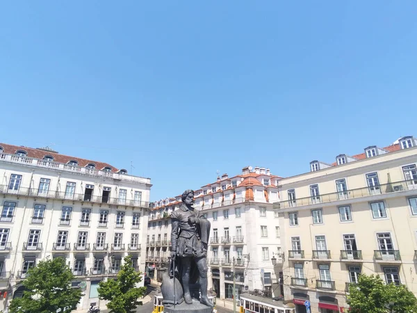 Flygfoto Från Poeten Luis Camoes Staty Lissabon Portugal — Stockfoto