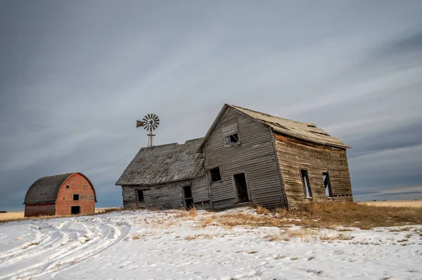 Oude Verlaten Bedrijfsgebouwen Het Platteland Van Alberta — Stockfoto