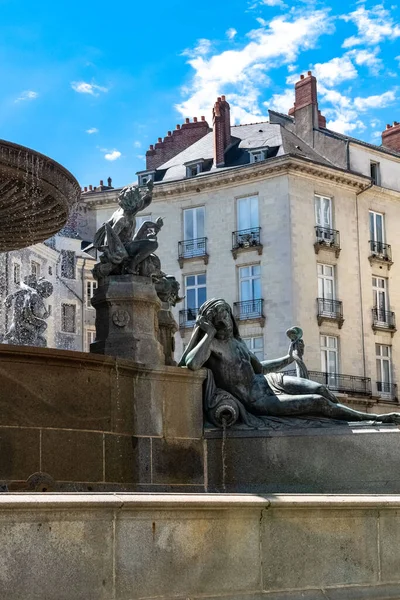 Nantes Beautiful City France Fountain Place Royale Historic Center Typical — Stock Photo, Image