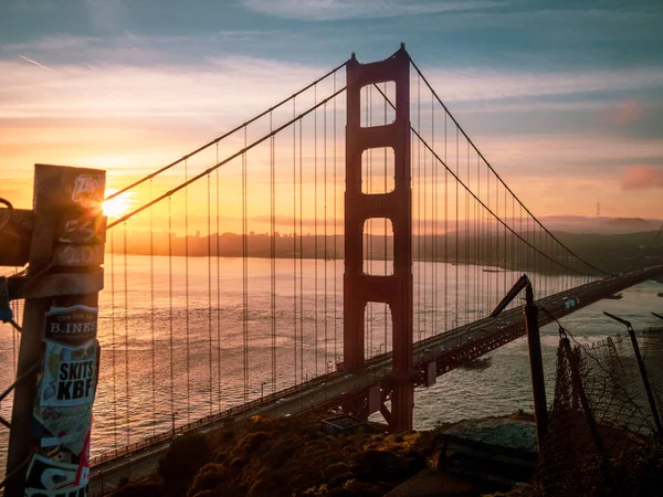 Ponte Golden Gate Durante Pôr Sol São Francisco — Fotografia de Stock