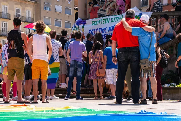 Demonstration Auf Der Plaza Del Castillo Pamplona Spanien Gay Pride — Stockfoto