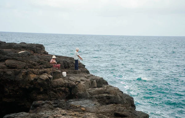 Two Fishermen Palma Canary Islands Spain — Stock Photo, Image