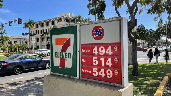 Primer Plano Los Precios Del Gas Eleven Kapolei Hawaii —  Fotos de Stock