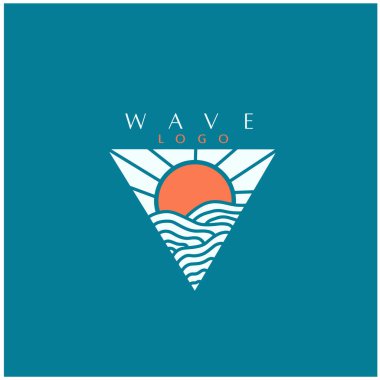 Deniz ve dalganın vektör çizim logo dalgası.