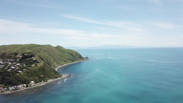 Captura Aérea Seguimiento Costa Cerca Wellington — Vídeo de stock