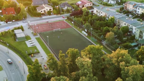 Luchtfoto Van Basketbal Voetbalvelden — Stockvideo