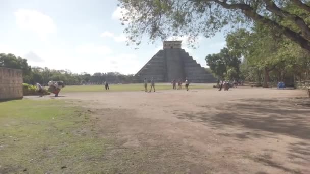 Tourists Castillo Historical Landmark Yucatan Mexico — Stock Video