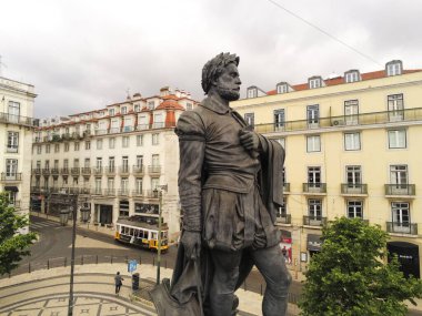 Lizbon Portekiz 'deki şair Luis de Camoes' un hava manzarası