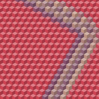 The red isometric cube pattern wallpaper
