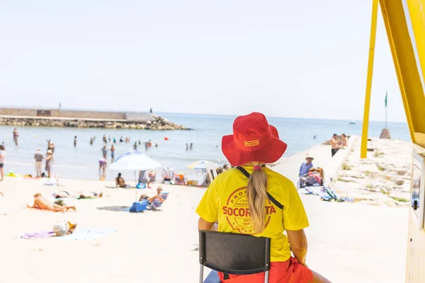 Sitges Spain June 2022 Lifeguard His Job Guarding Beach Sitges — Stock Photo, Image