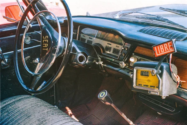 Detalhe Clássico Carro Espanhol Como Velho Táxi Barcelona Assento 1500 — Fotografia de Stock