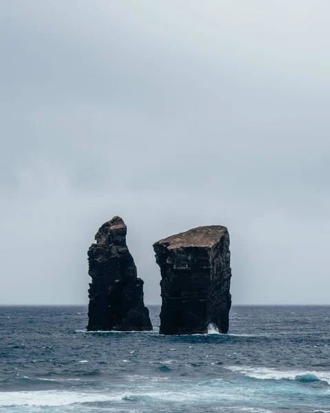Mighty Rocks Wavy Sea Sao Miguel Island Azores Archipelago Portugal — Stock Photo, Image