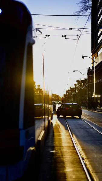 Vertical Shot Car Street Sunset Toronto — Stock Photo, Image