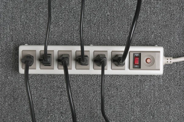 Closeup Shot Full Used Six Outlet Power Strip — Stock Photo, Image