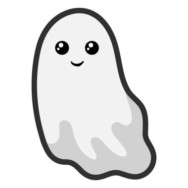 Sevimli hayalet karakter ikonu. vektör illüstrasyonu