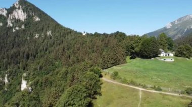 Dağda küçük bir patikanın üzerinde koşan adamın güzel bir ormanı var.