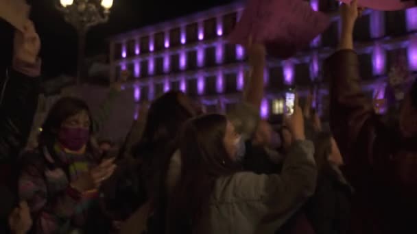 Toledo Espanha Março 2022 Marcha Feminista Sobre Dia Mulher Centro — Vídeo de Stock