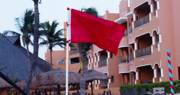 Red Flag Put Swimming Isn Allowed Life Guard Isn Duty — Stock Video