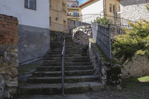 Escalier Étroit Entre Vieux Bâtiments Castilla Leon Espagne — Photo