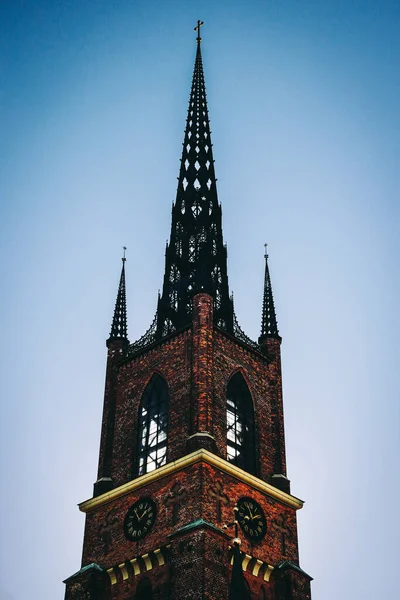 Stockholm, İsveç 'teki Riddarholmen Kilisesi' nin güzel bir manzarası.