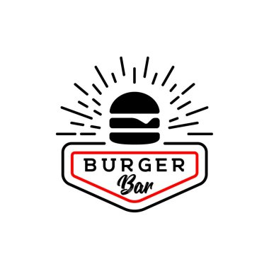 burger or hamburger vector logo, fast food, restaurant or bar logo