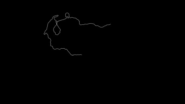 Karte Von Venezuela Venezuela Karte Weißer Umriss Animierte Nahaufnahme Karte — Stockvideo