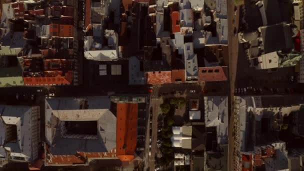 Αεροφωτογραφία Του Cityscape Lviv Κτίρια Και Δρόμους Στο Φως Της — Αρχείο Βίντεο