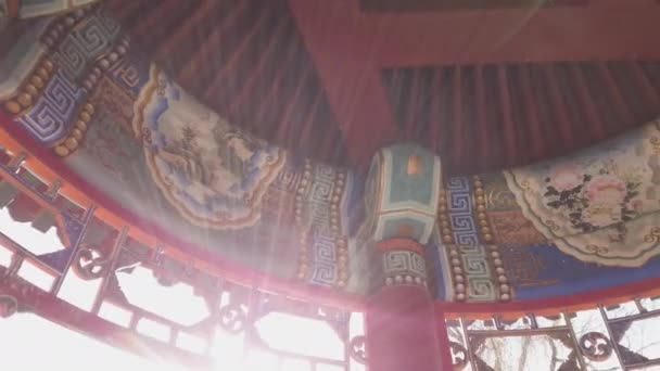Vue Plafond Décoré Avec Peinture Traditionnelle Chinoise Pékin Chine Vidéo — Video