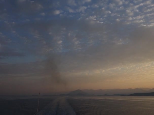 Krásné Video Východu Slunce Pozorované Lodi Moře Řecku — Stock video