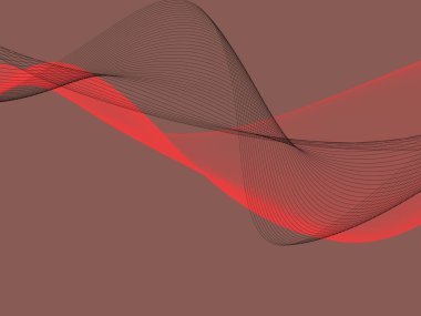 Koyu arkaplanda kırmızı ve siyah dalgaların soyut bir çizimi