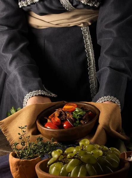 Domatesli Patlıcanlı Bir Kase Salata — Stok fotoğraf